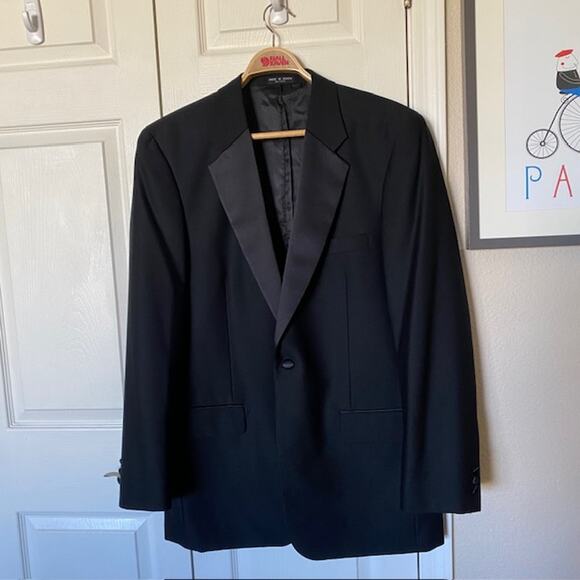 Versini Black Tuxedo Notched Collar 1-Button Single Breasted 100% Wool Men's 42L - Picture 1 of 15